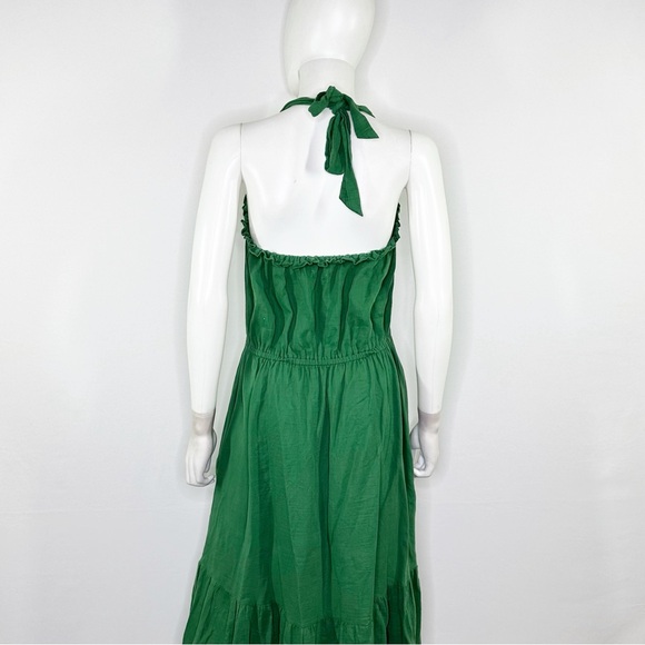 Outerknown Kelly Green Halter Maxi Dress Size L Open Back Casual Summer Boho - Picture 5 of 9
